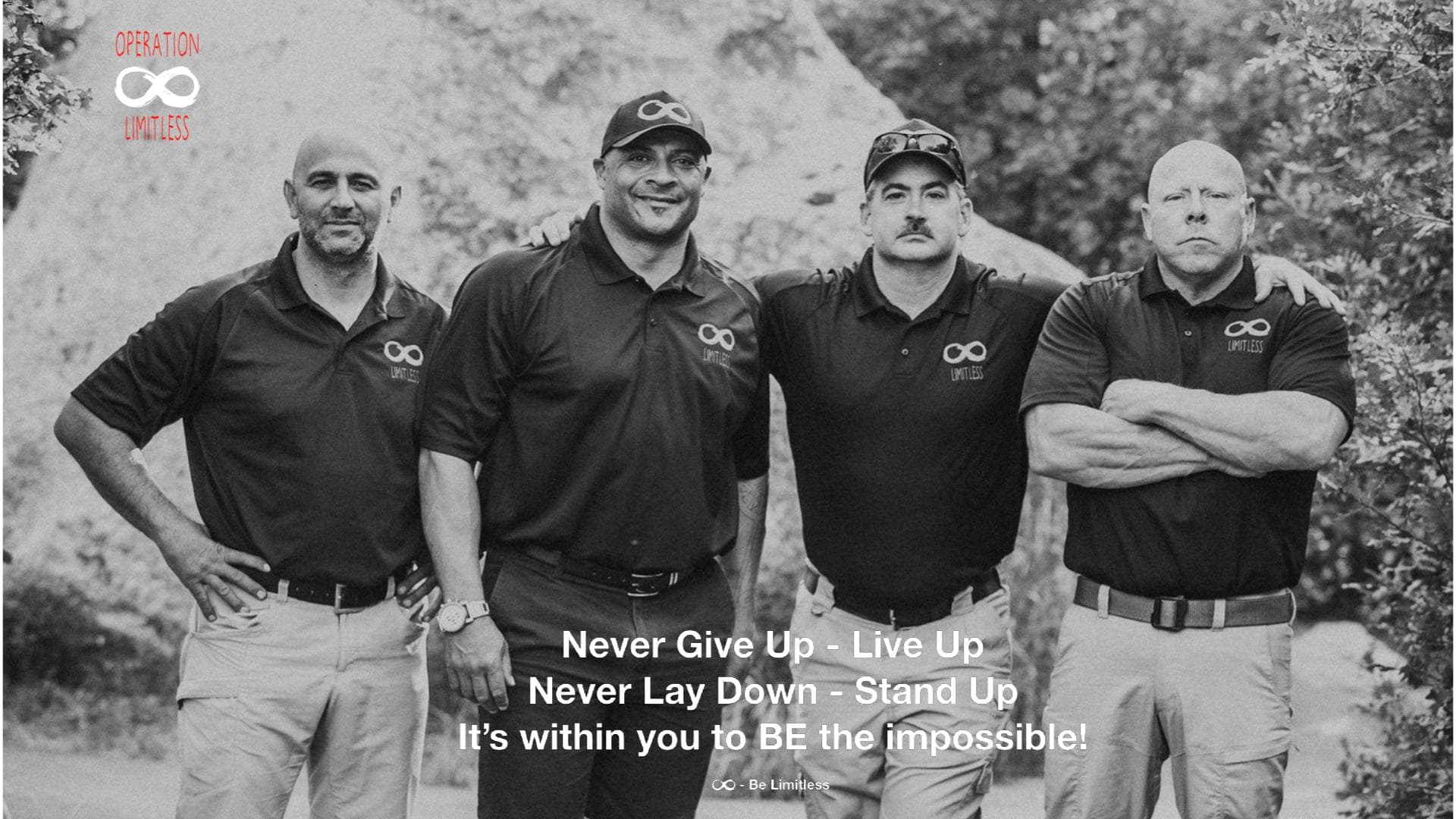 Sal Rossano with the Operation Limitless team — Never Give Up, Live Up